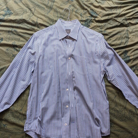 GAP Blue Gingham Men's Large Dress Shirt - Picture 1 of 5